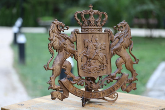 Coat of arms of Georgia made of oak 60 cm