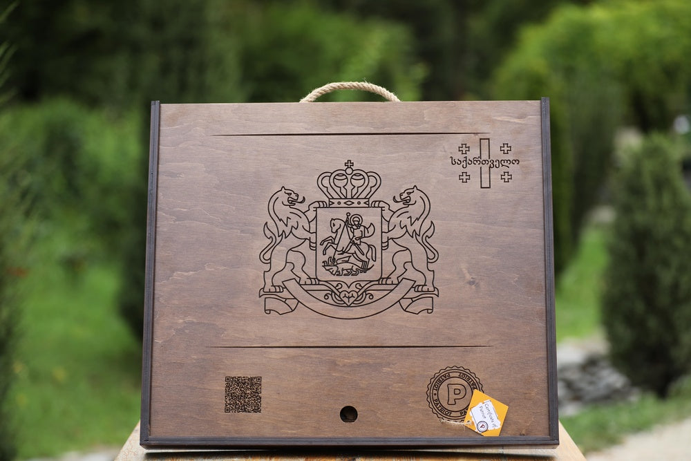 Coat of arms of Georgia made of oak 60 cm
